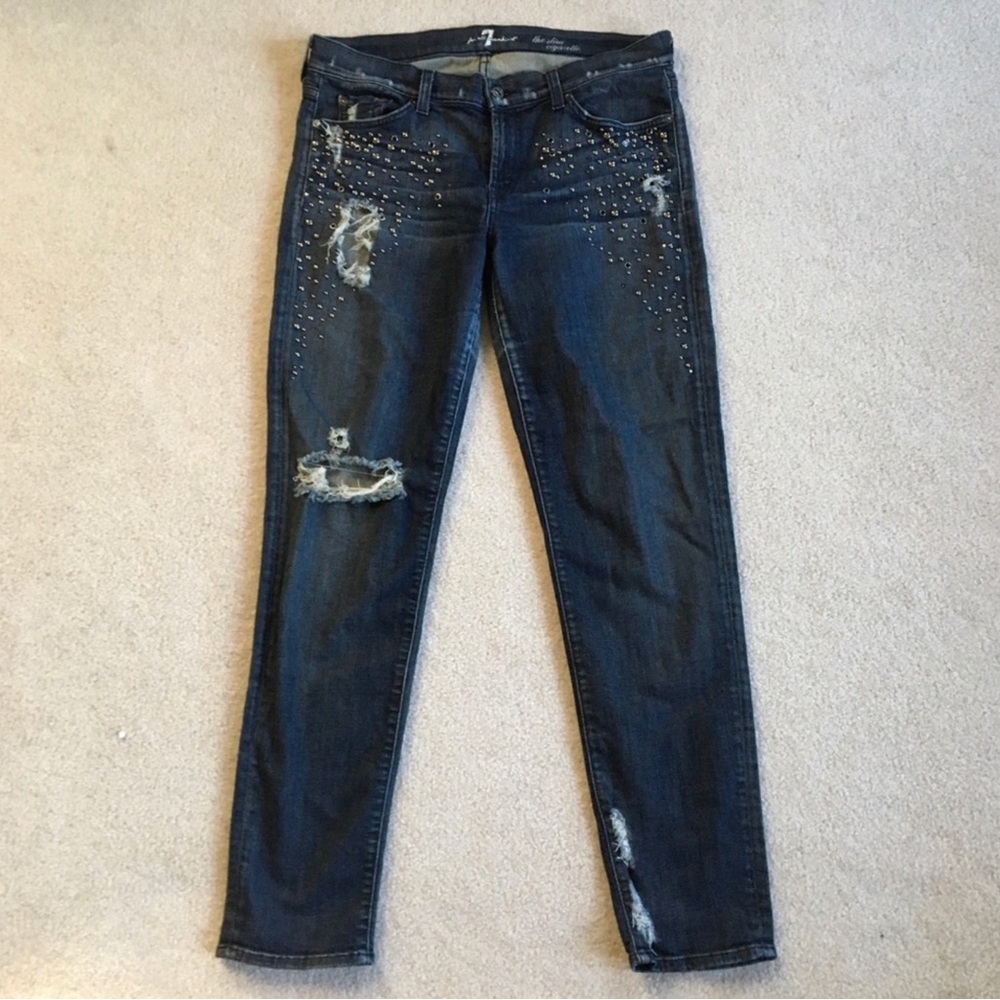 7 For All Mankind "The Slim Cigarette" Denim Distressed Jeans (Size 31)